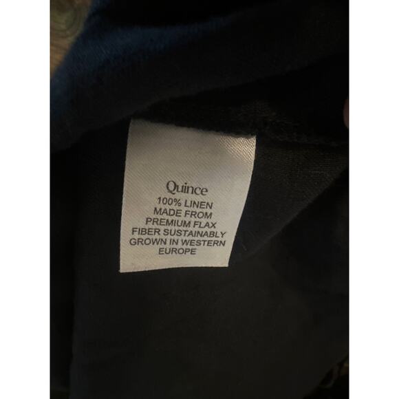 Women L Quince Black Short Sleeved Blouse Shirt Top 100% Linen Flax - Picture 7 of 7